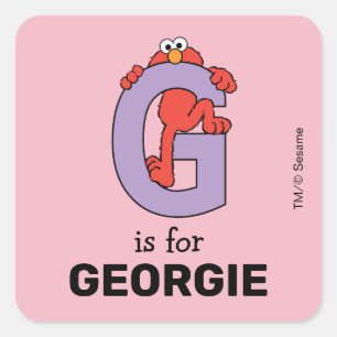Elmo Alfabet   G Paars Vierkante Sticker