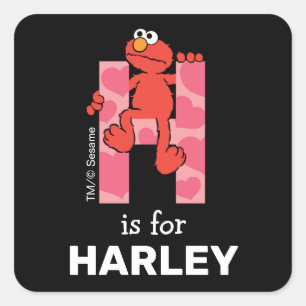 Elmo Alfabet   H Hartjes Vierkante Sticker