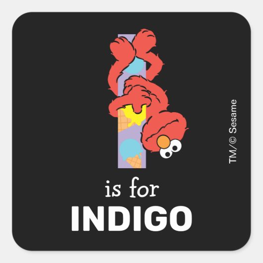 Elmo Alfabet | I Ijs Vierkante Sticker (Voorkant)