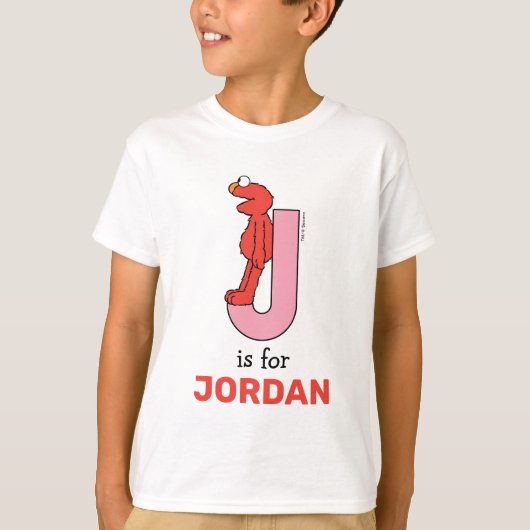 Elmo Alfabet | J Pink T-shirt (Voorkant)
