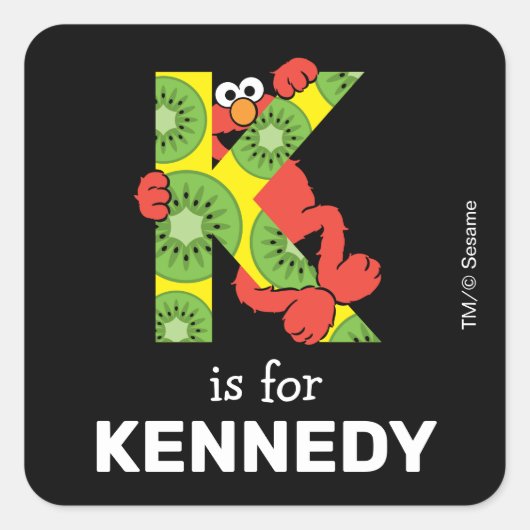 Elmo Alfabet | K Kiwi Vierkante Sticker (Voorkant)