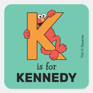 Elmo Alfabet   K Oranje Vierkante Sticker
