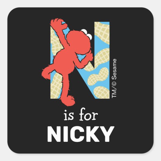 Elmo Alfabet | N Noten Vierkante Sticker (Voorkant)