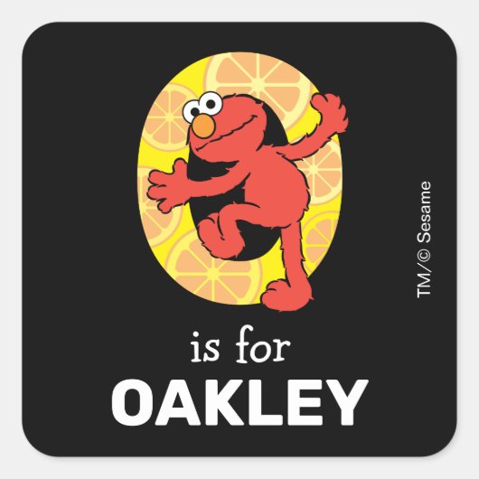 Elmo Alfabet | O Oranje Vierkante Sticker (Voorkant)