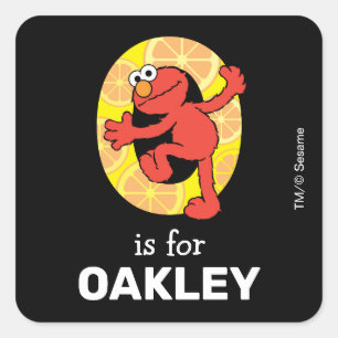 Elmo Alfabet   O Oranje Vierkante Sticker