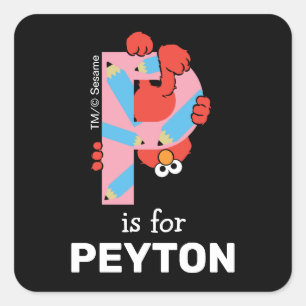 Elmo Alfabet   P Potlood Vierkante Sticker