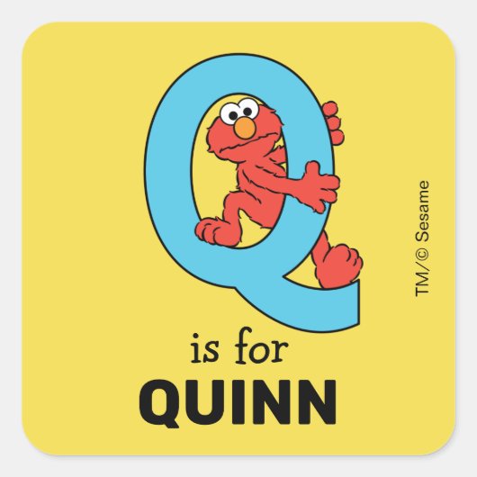 Elmo Alfabet | Q Blauw Vierkante Sticker (Voorkant)