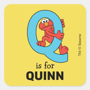 Elmo Alfabet   Q Blauw Vierkante Sticker
