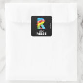 Elmo Alfabet | R Regenboog Vierkante Sticker (Tas)