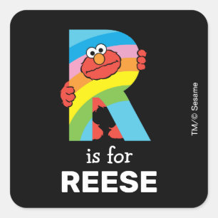 Elmo Alfabet   R Regenboog Vierkante Sticker