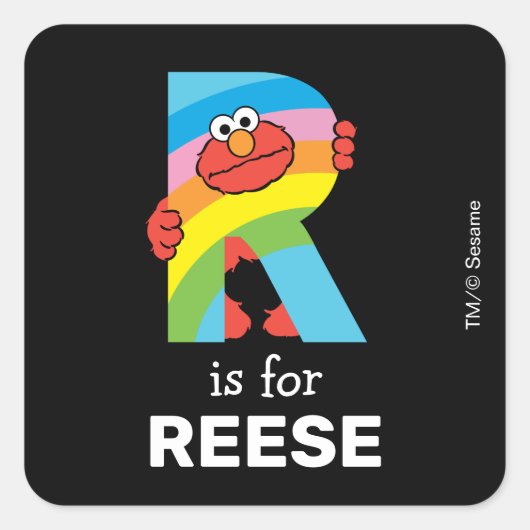 Elmo Alfabet | R Regenboog Vierkante Sticker (Voorkant)