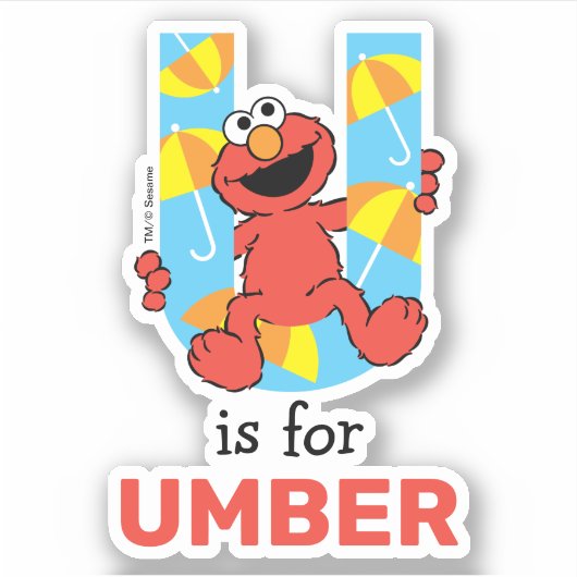 Elmo Alfabet | U Paraplu Sticker (Voorkant)