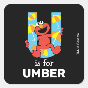 Elmo Alfabet U Paraplu Vierkante Sticker