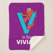 Elmo Alfabet | V Blauw Sherpa Deken (Voorkant)