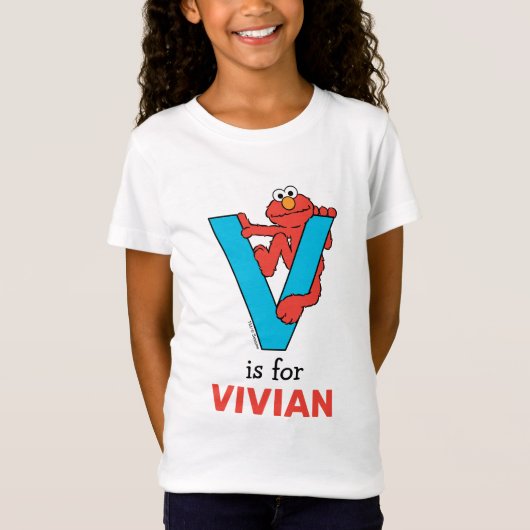 Elmo Alfabet | V Blauw T-shirt (Voorkant)
