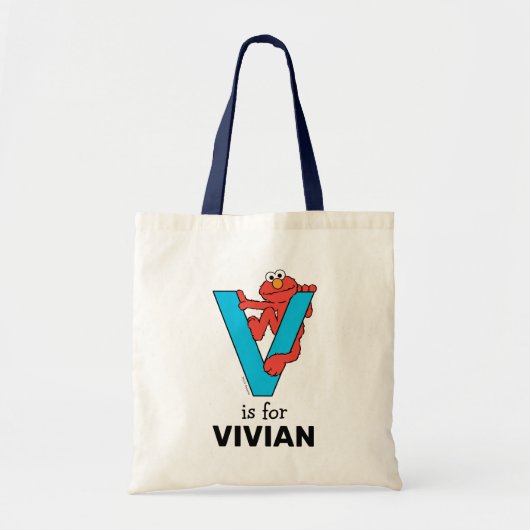 Elmo Alfabet | V Blauw Tote Bag (Voorkant)