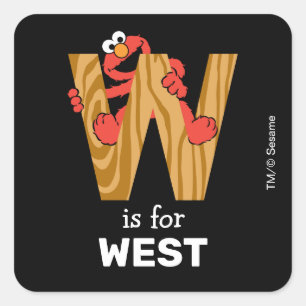 Elmo Alfabet   W Hout Vierkante Sticker