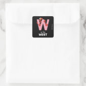 Elmo Alfabet | W Roze Vierkante Sticker (Tas)