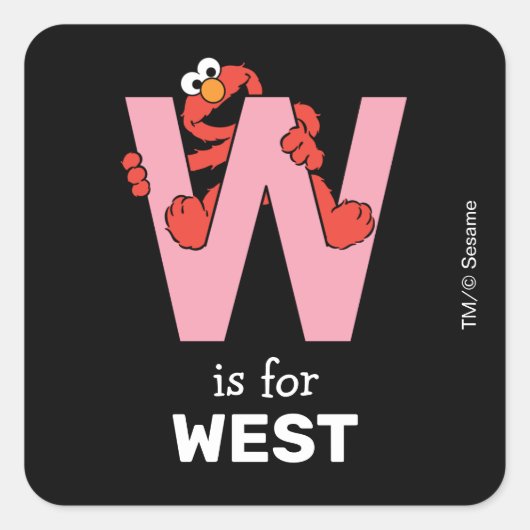 Elmo Alfabet | W Roze Vierkante Sticker (Voorkant)