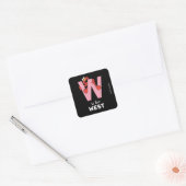 Elmo Alfabet | W Roze Vierkante Sticker (Envelop)