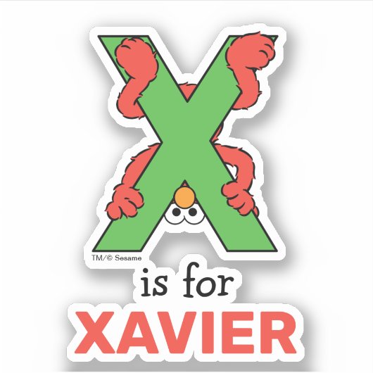 Elmo Alfabet | X Groen Sticker (Voorkant)