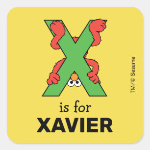 Elmo Alfabet   X Groen Vierkante Sticker