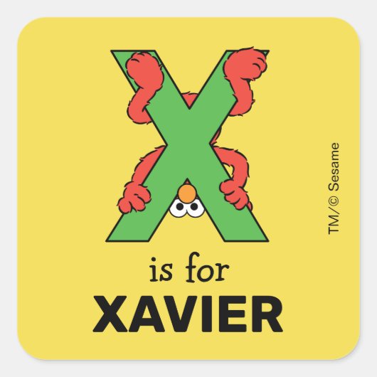 Elmo Alfabet | X Groen Vierkante Sticker (Voorkant)