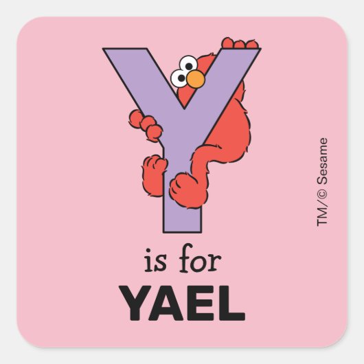Elmo Alfabet | Y Paars Vierkante Sticker (Voorkant)