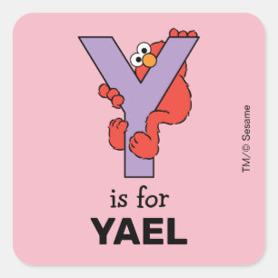 Elmo Alfabet   Y Paars Vierkante Sticker