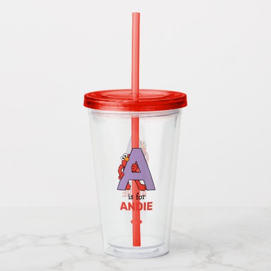 Elmo Alphabet | A PAARS Acryl Drinkbeker (Voorkant)