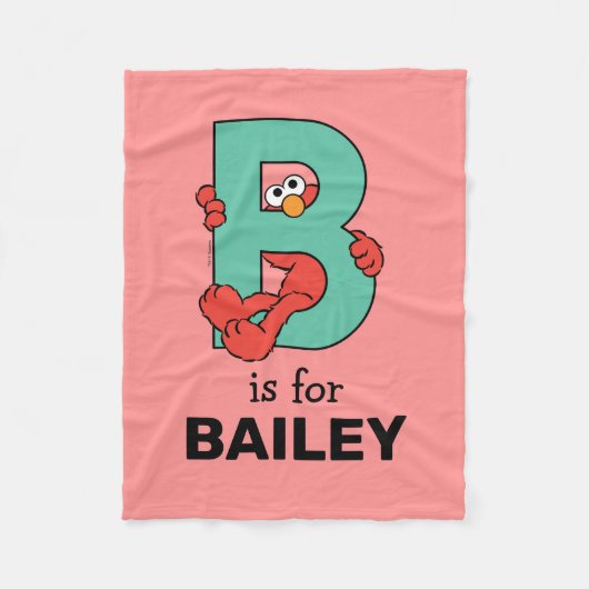 Elmo Alphabet | B BLAUWGROEN Fleece Deken (Voorkant)
