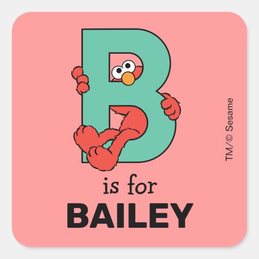 Elmo Alphabet | B BLAUWGROEN Vierkante Sticker (Voorkant)