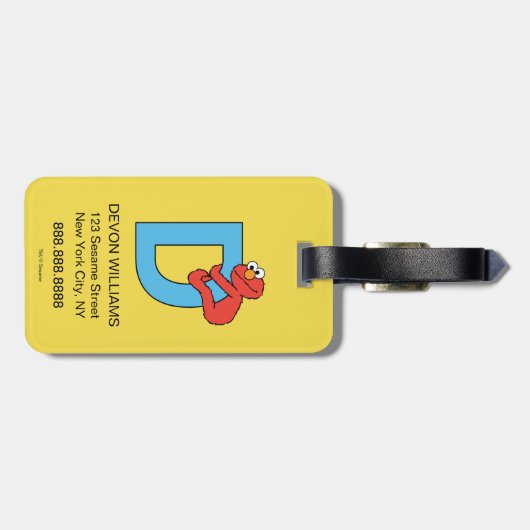 Elmo Alphabet | D Blauw Bagagelabel (Achterkant horizontaal)