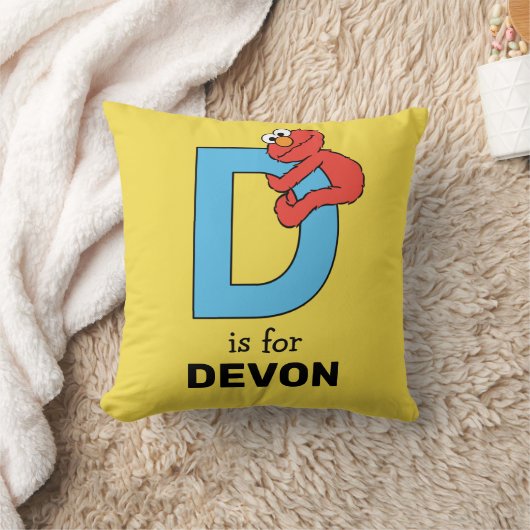 Elmo Alphabet | D Blauw Kussen (Deken)