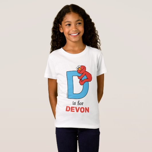 Elmo Alphabet | D Blauw T-shirt (Voorkant volledig)
