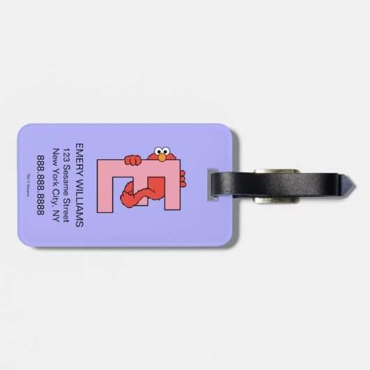 Elmo Alphabet | E Roze Bagagelabel (Achterkant horizontaal)