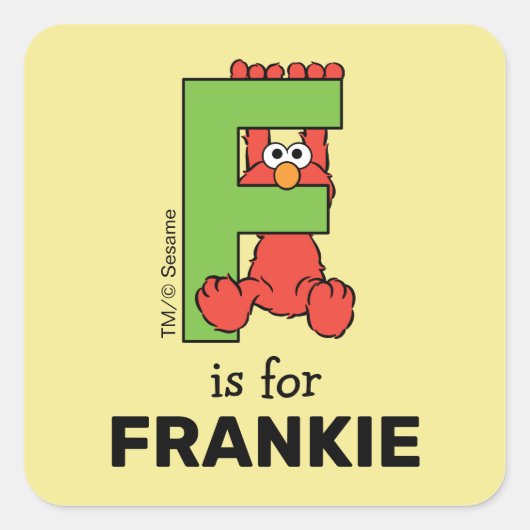 Elmo Alphabet | F Groen Vierkante Sticker (Voorkant)