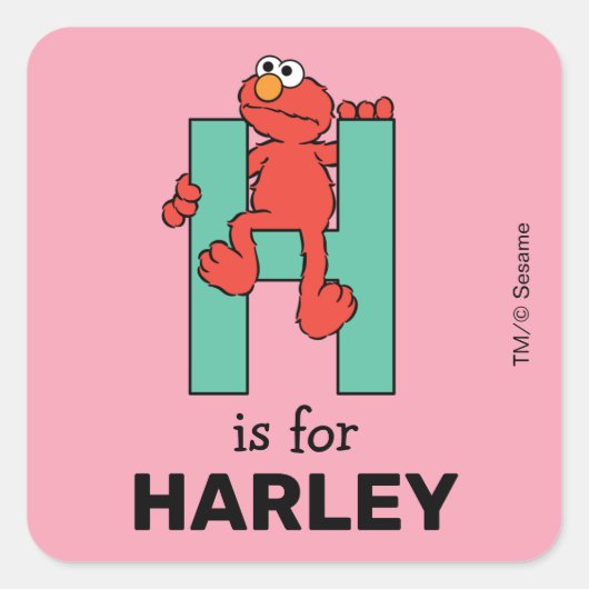 Elmo Alphabet | H Groen Vierkante Sticker (Voorkant)