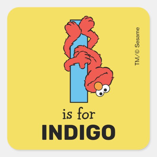 Elmo Alphabet | I Blauw Vierkante Sticker (Voorkant)