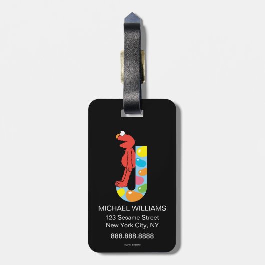 Elmo Alphabet | J Jelly Bean Bagagelabel (Achterkant verticaal)