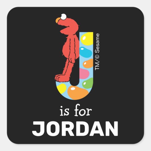 Elmo Alphabet | J Jelly Bean Vierkante Sticker (Voorkant)