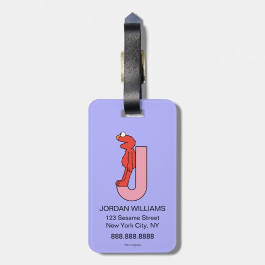 Elmo Alphabet | J Roze Bagagelabel (Achterkant verticaal)