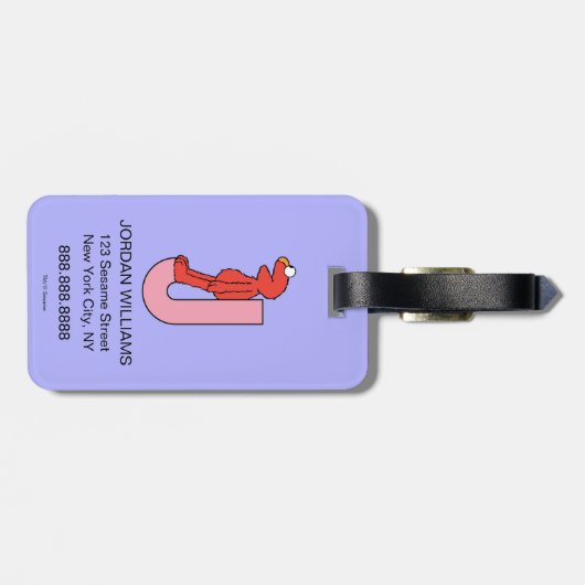 Elmo Alphabet | J Roze Bagagelabel (Achterkant horizontaal)