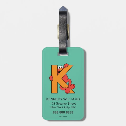 Elmo Alphabet | K SINAASAPPEL Bagagelabel (Achterkant verticaal)
