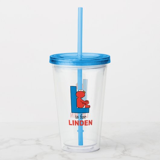 Elmo Alphabet | L Blauw Acryl Drinkbeker (Voorkant)