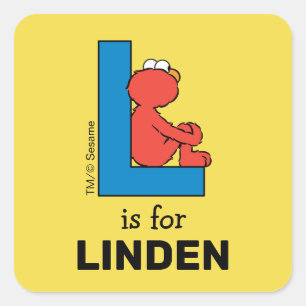 Elmo Alphabet   L Blauw Vierkante Sticker