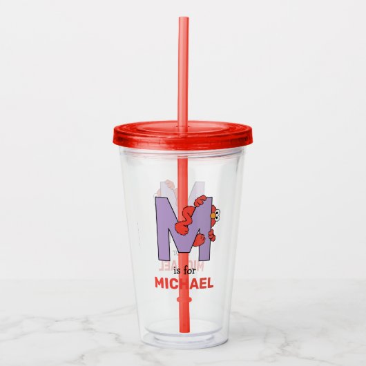 Elmo Alphabet | M PAARS Acryl Drinkbeker (Voorkant)