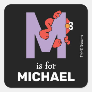 Elmo Alphabet   M PAARS Vierkante Sticker
