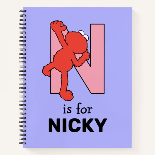 Elmo Alphabet | N Roze Notitieboek (Voorkant)