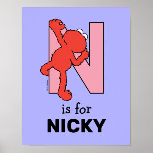Elmo Alphabet   N Roze Poster